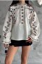 Women's Ankles Drawstring Prevailing Collar Full Embroidery Embroidered Cotton Shirt