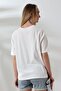 Combed Cotton Compact Heavy Fabric Collar Cowl Neck Short Sleeve T-Shirt 21667 Ecru - 4