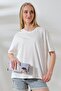 Combed Cotton Compact Heavy Fabric Collar Cowl Neck Short Sleeve T-Shirt 21667 Ecru - 2
