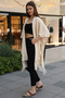 V-Neck Short Sleeve Skirt with Tassels Solid Color Side Stitching Midi Length Knitwear Shawl Look Poncho - 5