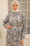 3990 Satin Hijab Dress Gray - 2