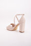 Women's Thick-Heeled Platform Beige Color Shoes with Straps - 5