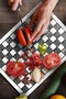 Glass Cutting Board and Presentation Tray and Presentation Plate Mackenzie Black and White 30X40 cm - 5