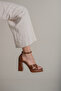 Eroso Tan Matte 11 cm Women's Classic Platform Heeled Shoes - 4