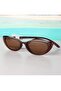 Women's Brown Thin Light Ellipse Model Polarized Lens Sunglasses