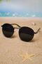 Metallic Gray Unisex Round Oval Model Polarized Glass Sunglasses - 3