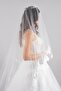 Wedding Dress Veil Two Tiers French Lace Scalloped Long Bottom Solid 240 Cm Short Solid 70 Cm - 4