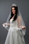 Wedding Dress Veil Two Tiers French Lace Scalloped Long Bottom Solid 240 Cm Short Solid 70 Cm - 3