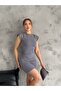 Women's Gray Padded Crepe Dress - 2