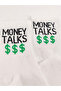 Unisex Comics Fashion Money Talk Written White College Socks - 2