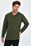 V-NECK LONG SLEEVE SWEAT 3 THREAD COLLAR STRIP DETAIL - 6