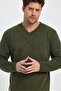 V-NECK LONG SLEEVE SWEAT 3 THREAD COLLAR STRIP DETAIL