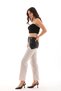 Cream-Colored Full-Fit Pants with Leather Details - 4
