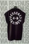 Personal Trainer Back Printed Oversize Wide Fit Zero Sleeve Black Sports T-Shirt