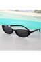 Women's Black Thin Light Ellipse Model Polarized Glass Sunglasses