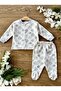 2-Piece Combed Cotton Baby Pajama Set with Bottom and Top Booties Elephant Gray
