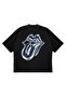 Sc Rolling Stones Design Oversize Black T-Shirt
