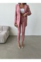 Women's Suit - Powder Buttoned Blazer Jacket and Flexible Pants - 2