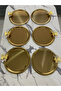 6-Piece Butterfly Round Gold Presentation Tray Decorative Serving Tray Tea, Coffee 22 cm