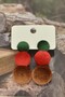 Velvet Earrings - Triple Button Model, Dangle - 2