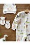 3 Piece Newborn Set with Gloves and Hat and Booties Baby Rompers Set Giraffe Lion Chameleon - 2