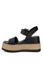 D24Ys-1745 Women's Wedge Heel Sandals Black - 3