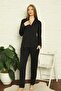 Buttoned Front V-Neck Soft Lace Winter Lycra Wool Viscose Pajamas Set