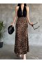 Leopard Long Satin Skirt