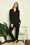 Buttoned Front V-Neck Soft Lace Winter Lycra Wool Viscose Pajamas Set - 3