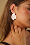 Custom Designed Handmade Polymer Clay White Earrings for Women - 2