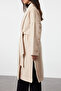 Ecru Button Detailed Soft Textured Slit Oversized Coat Twoaw25Kb00027 - 4