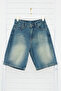 Blue Wide Cut Loose Distressed Denim Jeans Shorts Tmnss24Sr00073 - 10