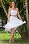 Organic Cotton White Lined Woven Asymmetrical Elastic Waist Casual Skirt - 3