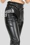 Girl's Lycra Fabric Elastic Waist Faux Leather Skinny Leg Pants - 4