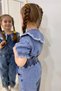 Embroidered Baby Collar Denim Shirt - Mom Jeans Pants - Top and Bottom Set for Girls (Wide Fit) - 3