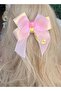 Custom designed luxury layered smoothie glass with bow and decorative automatic clip buckle, pink. - 2