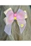 Custom designed luxury layered smoothie glass with bow and decorative automatic clip buckle, pink.