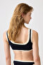Melodi Black-Cream Ribbed Square Neck Bikini Top Vintage Top - 3