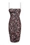 Leopard Thin Strap Draped Midi Dress