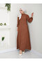 Women's Ruched Detail Drawstring Hijab Dress - 4