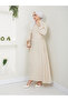 Women's Ruched Detail Drawstring Hijab Dress - 3