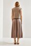 Women's Pleated Long Skirt with Elastic Waistband - 3