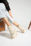 Women's Beige Wedge Heeled Sports Shoes