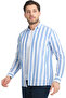Men's Sky Blue Striped Pocketless Linen Effect Wide Cut Long Sleeve Shirt - 2
