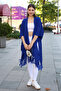V-Neck Short Sleeve Skirt with Tassels Solid Color Side Stitching Midi Length Knitwear Shawl Look Poncho - 6