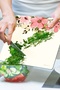 Glass Cutting Board and Presentation Plate Vintage Beige Colored Flower 30X30 cm - 6