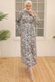 3990 Satin Hijab Dress Gray - 4