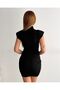 Women's Black Padded Crepe Dress - 2