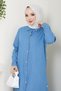 Women's Wooden Button Detailed Trousers Double Denim Suit - 5