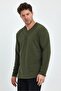V-NECK LONG SLEEVE SWEAT 3 THREAD COLLAR STRIP DETAIL - 5